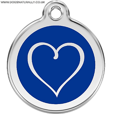 Dark Blue Pretty Heart Dog ID Tags (3x sizes)